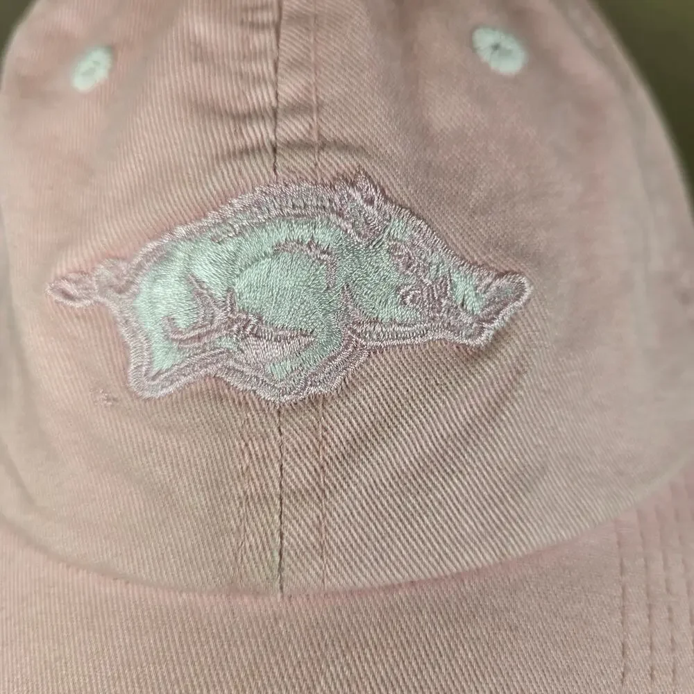 Captivating Headgear Pink White NCAA Arkansas Razorbacks Adjustable Cap One Size